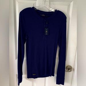 Polo Ralph Lauren Women’s navy long sleeve ribbed top size xl - new with tags